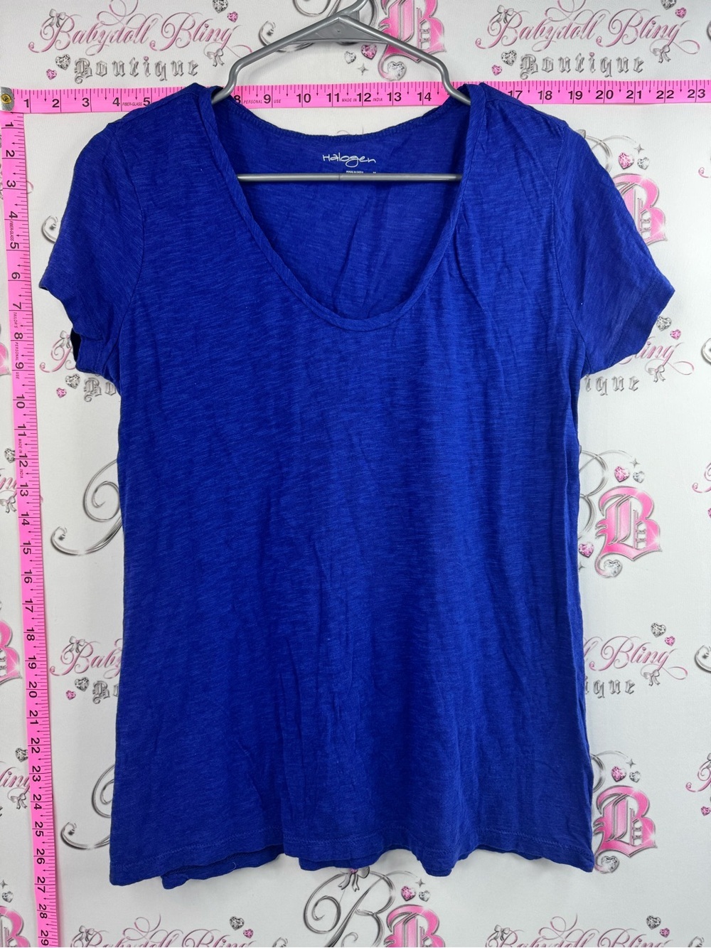 Halogen tshirt tee deep Royal Blue Scoop Neck Short Sleeve Top comfy stretchy